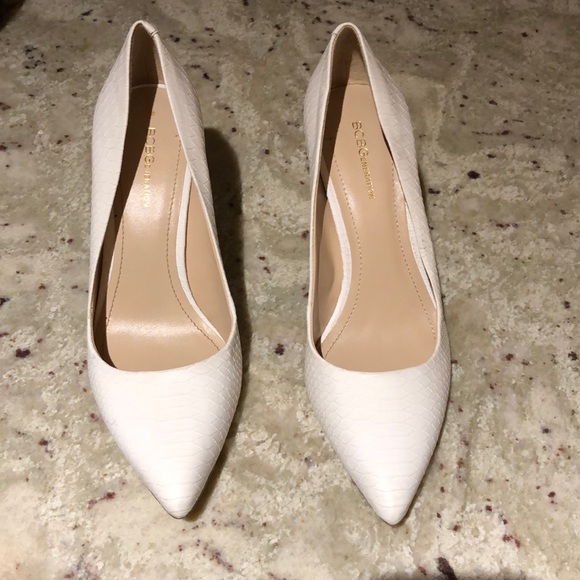 bcbg white heels
